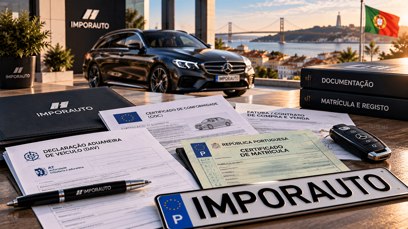 Documentação e matrícula portuguesa de automóvel importado